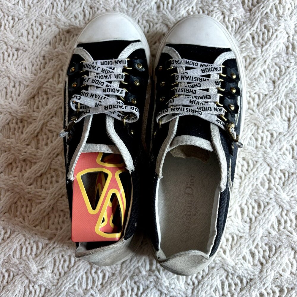 Dior Walk'n'Dior Women's Sneakers Black/White Canvas Sz 7 (39-40) Low Top Shoes - Picture 6 of 12